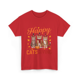 Happy Catsgiving Cats Thanksgiving T-Shirt - Red