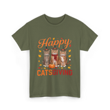 Happy Catsgiving Cats Thanksgiving T-Shirt - Military Green