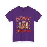 Happy Catsgiving Cats Thanksgiving T-Shirt - Purple