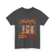 Happy Catsgiving Thanksgiving Cats T-Shirt - Dark Heather