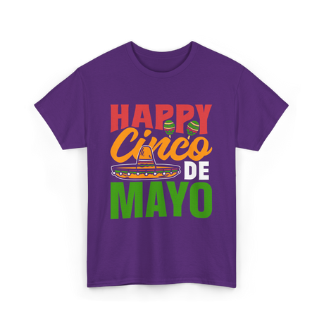 Happy Cinco de Mayo Celebration T-Shirt - Purple