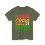 Happy Cinco de Mayo Celebration T-Shirt - Military Green