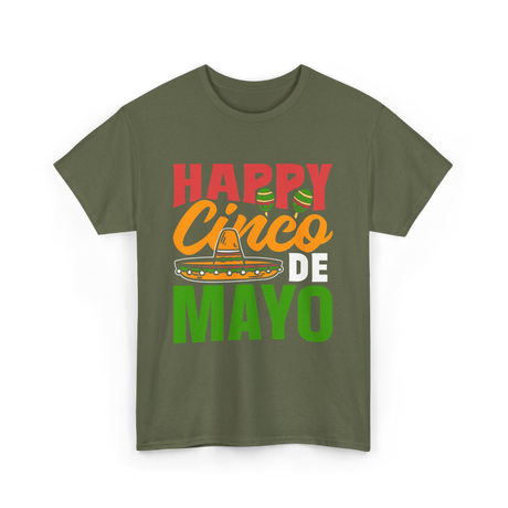 Happy Cinco de Mayo Celebration T-Shirt - Military Green