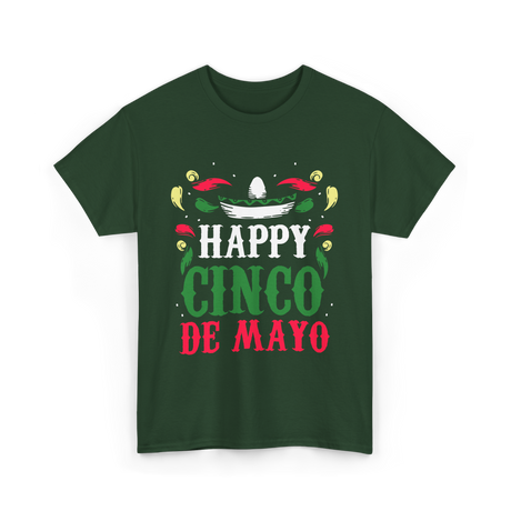 Happy Cinco De Mayo Celebration T-Shirt - Forest Green