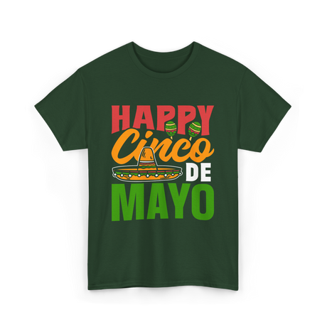 Happy Cinco de Mayo Celebration T-Shirt - Forest Green