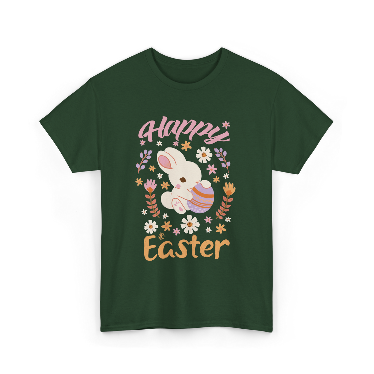 Happy Easter Bunny Easter T-Shirt - Forest Green