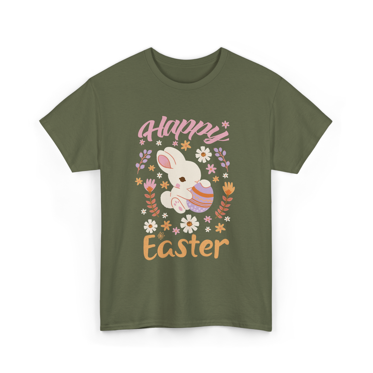 Happy Easter Bunny Easter T-Shirt - Military Green