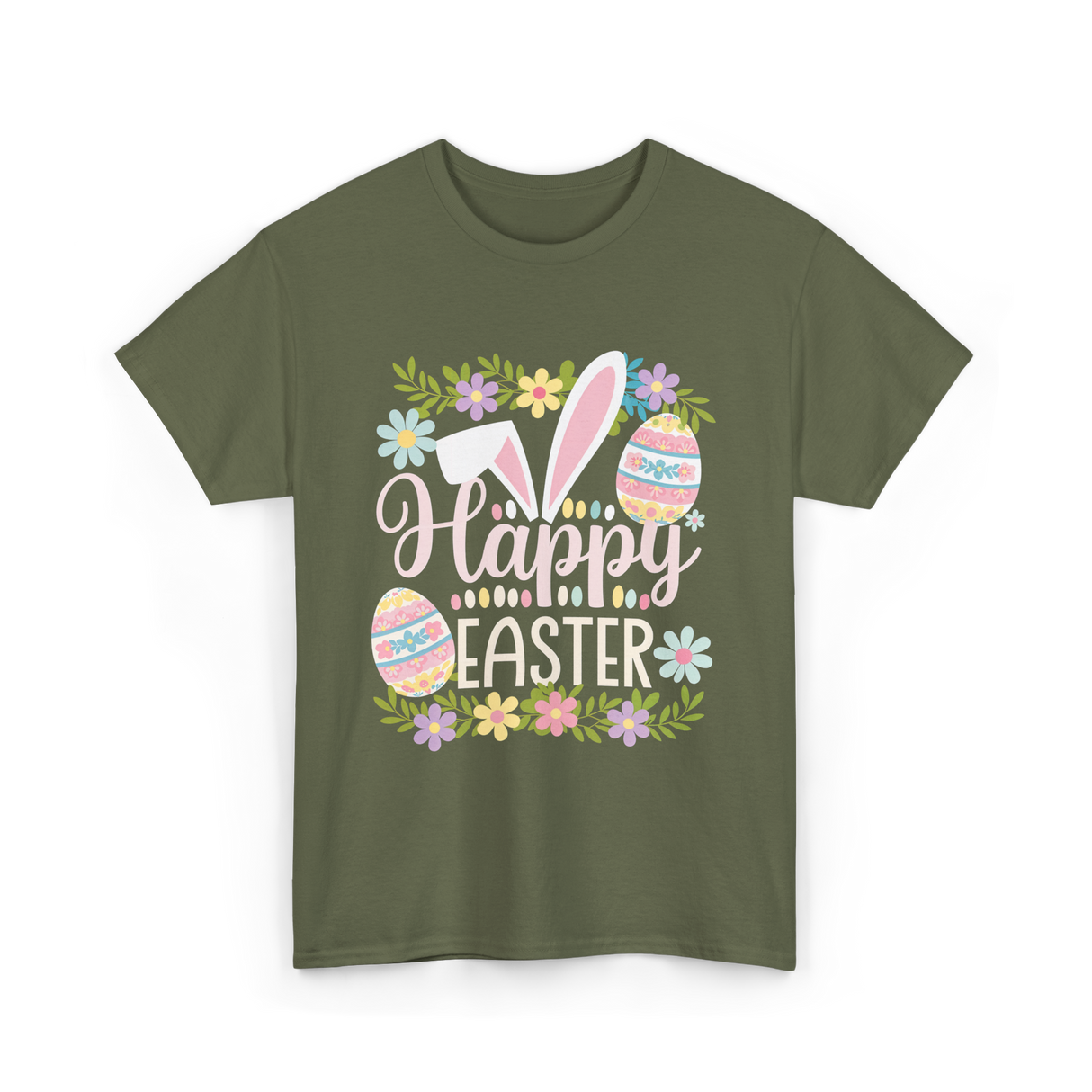 Happy Easter Easter Bunny T-Shirt - Military Green