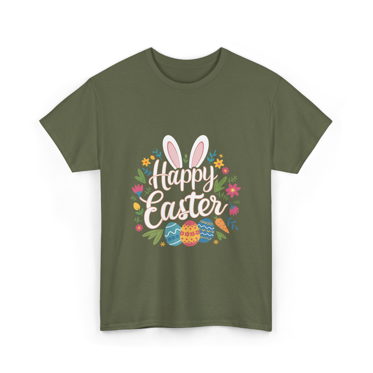 Happy Easter Easter Bunny T-Shirt - Military Green