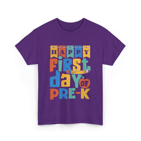 Happy First Day Pre-K Kids T-Shirt - Purple