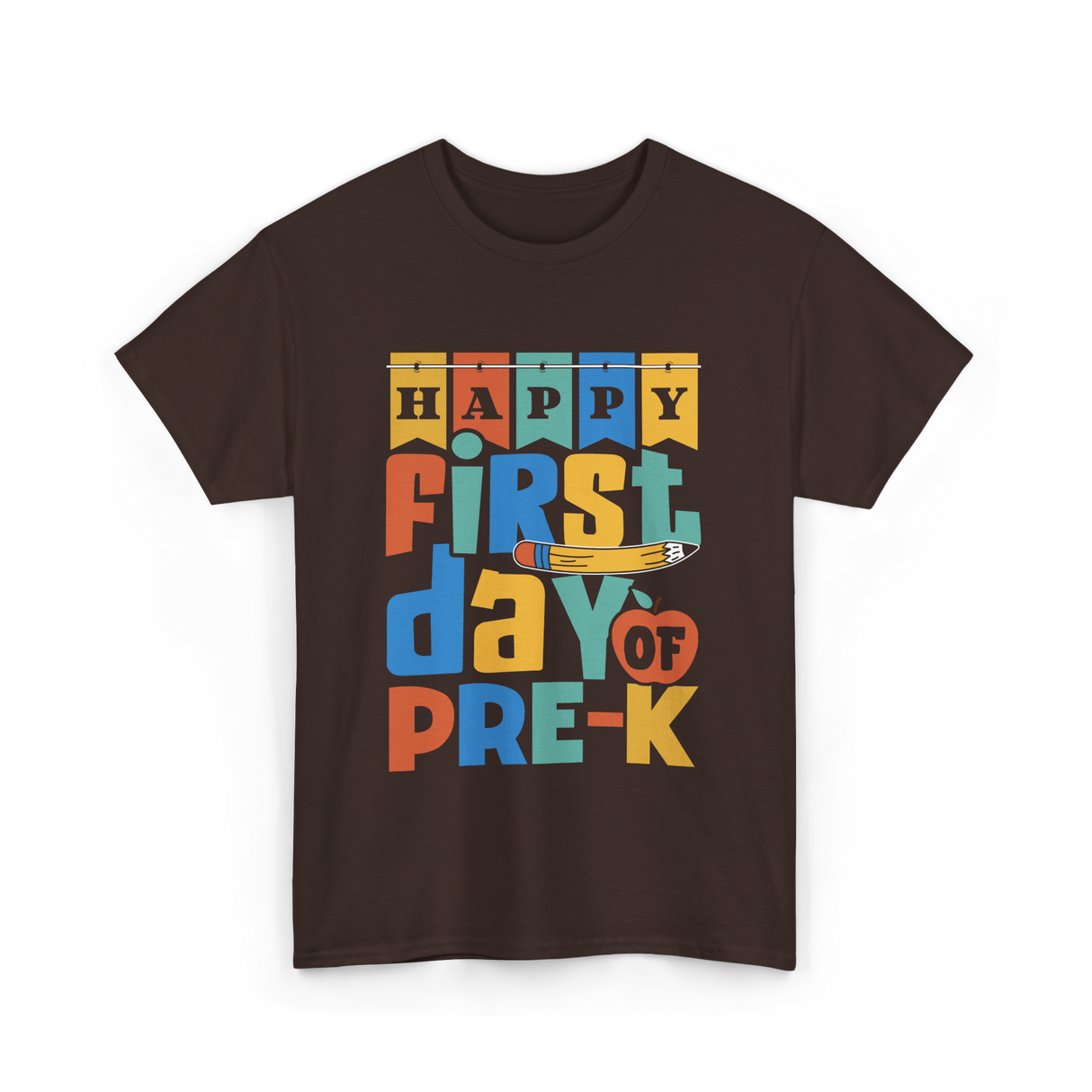 Happy First Day Pre-K Kids T-Shirt - Dark Chocolate