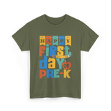 Happy First Day Pre-K Kids T-Shirt - Military Green