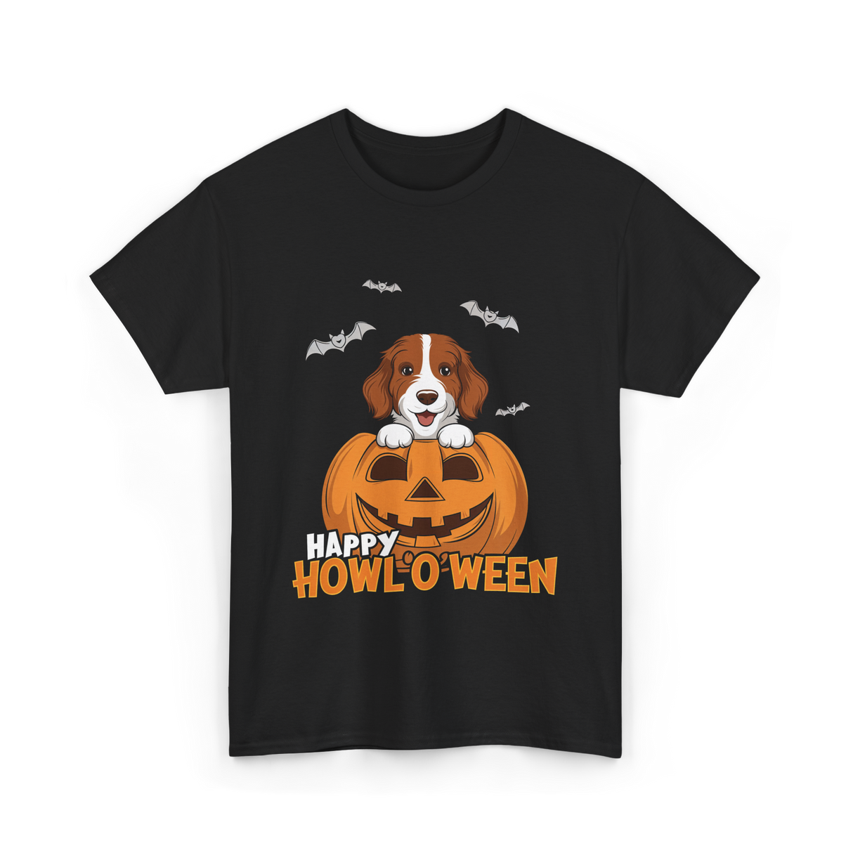 Happy Howl'O'ween Dog Pumpkin T-Shirt - Black