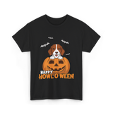 Happy Howl'O'ween Dog Pumpkin T-Shirt - Black