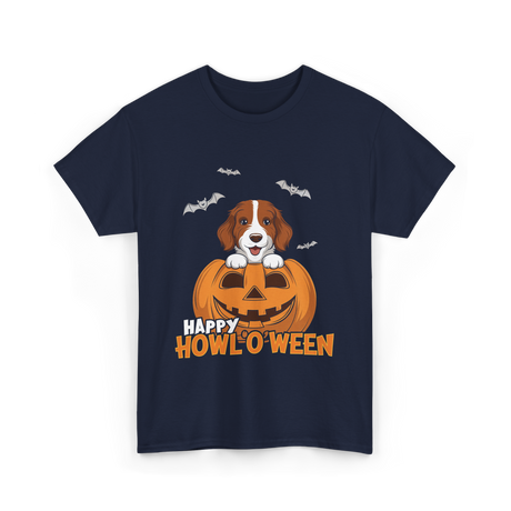 Happy Howl'O'ween Dog Pumpkin T-Shirt - Navy