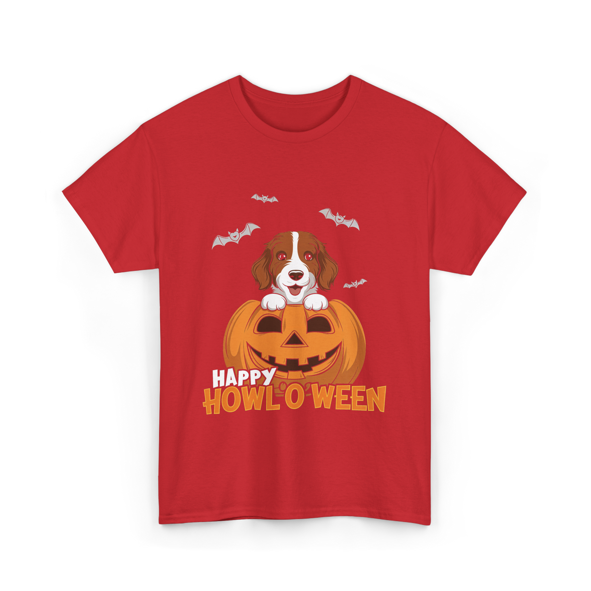 Happy Howl'O'ween Dog Pumpkin T-Shirt - Red