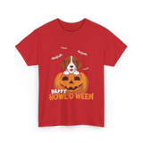 Happy Howl'O'ween Dog Pumpkin T-Shirt - Red