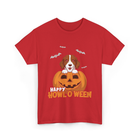 Happy Howl'O'ween Dog Pumpkin T-Shirt - Red