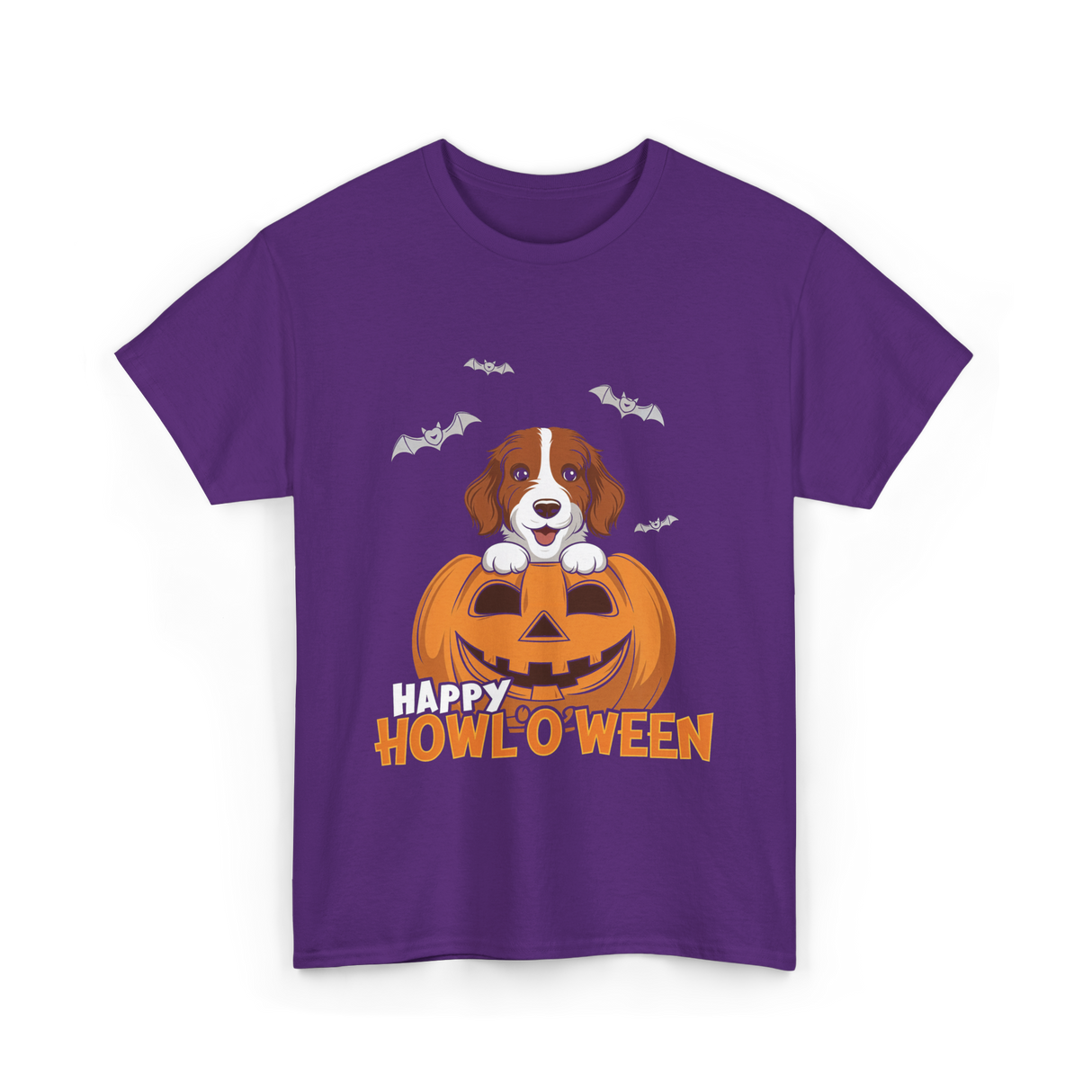 Happy Howl'O'ween Dog Pumpkin T-Shirt - Purple