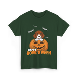 Happy Howl'O'ween Dog Pumpkin T-Shirt - Forest Green