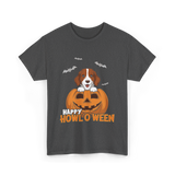 Happy Howl'O'ween Dog Pumpkin T-Shirt - Dark Heather