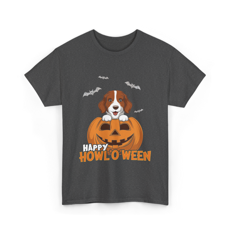 Happy Howl'O'ween Dog Pumpkin T-Shirt - Dark Heather