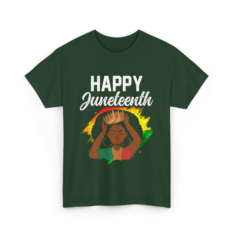 Happy Juneteenth Celebration T-Shirt - Forest Green