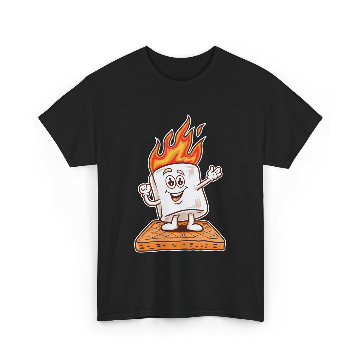 Happy Marshmallow Camping T-Shirt - Black