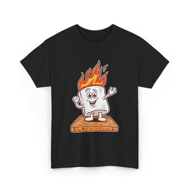 Happy Marshmallow Camping T-Shirt - Black