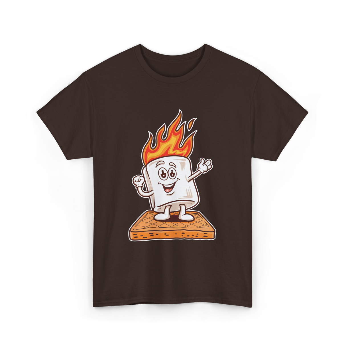 Happy Marshmallow Camping T-Shirt - Dark Chocolate