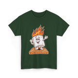 Happy Marshmallow Camping T-Shirt - Forest Green