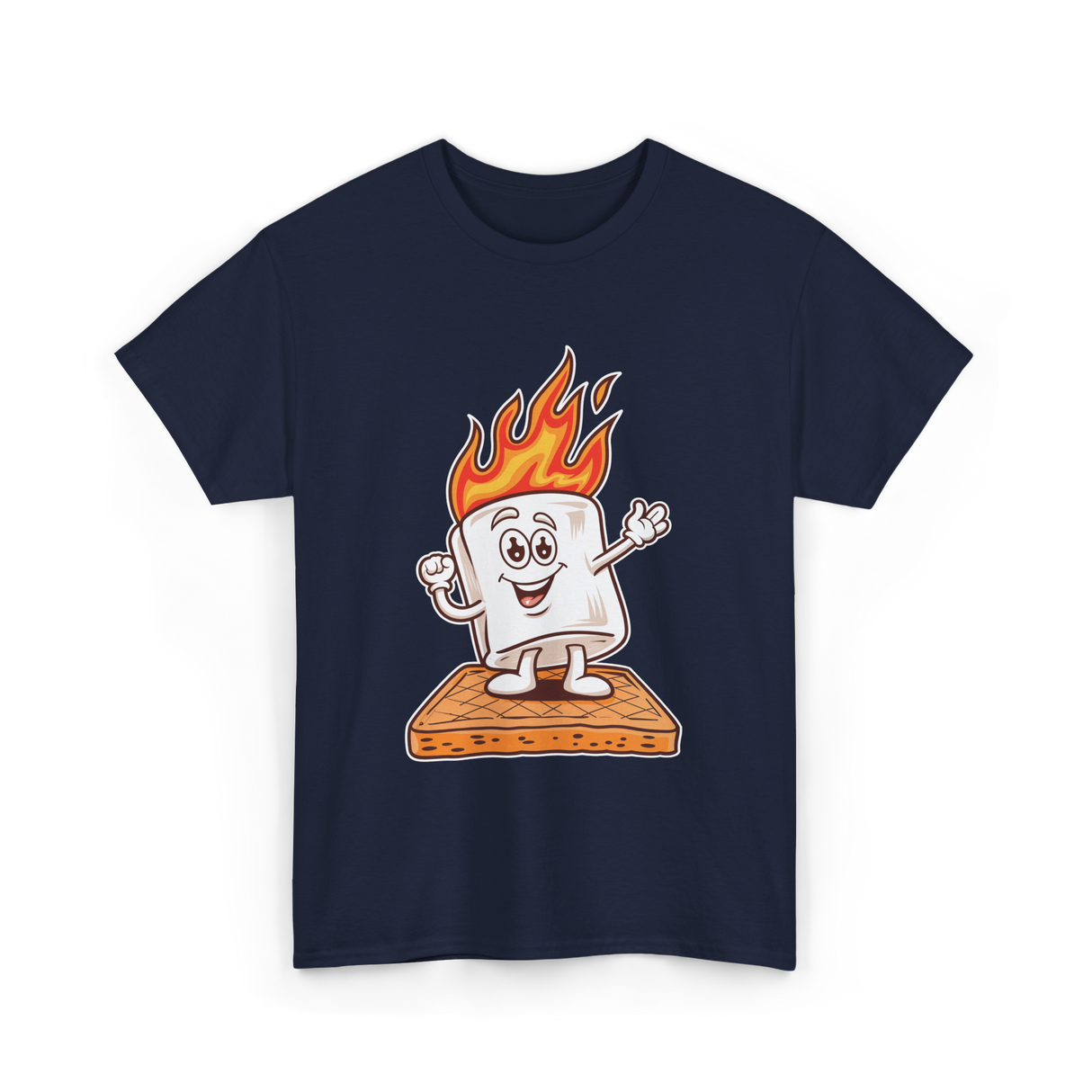 Happy Marshmallow Camping T-Shirt - Navy