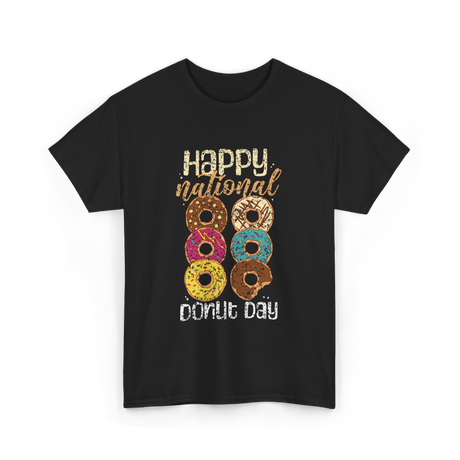 Happy National Donut Day Donuts T-Shirt - Black