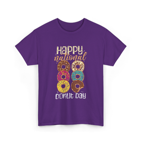 Happy National Donut Day Donuts T-Shirt - Purple