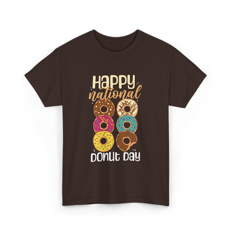 Happy National Donut Day Donuts T-Shirt - Dark Chocolate