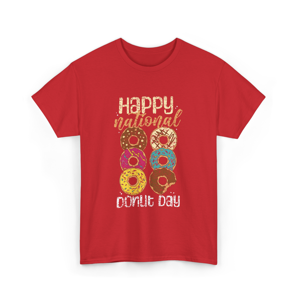 Happy National Donut Day Donuts T-Shirt - Red