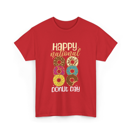 Happy National Donut Day Donuts T-Shirt - Red