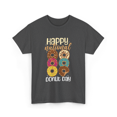 Happy National Donut Day Donuts T-Shirt - Dark Heather