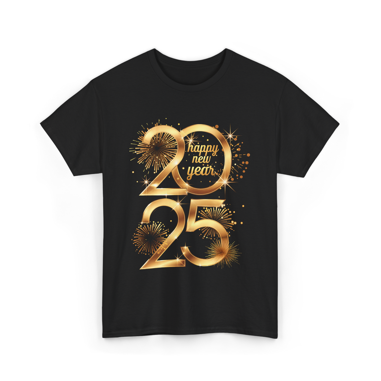 Happy New Year 2025 Celebration T-Shirt - Black