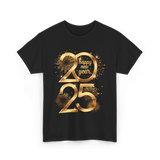 Happy New Year 2025 Celebration T-Shirt - Black