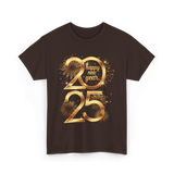 Happy New Year 2025 Celebration T-Shirt - Dark Chocolate