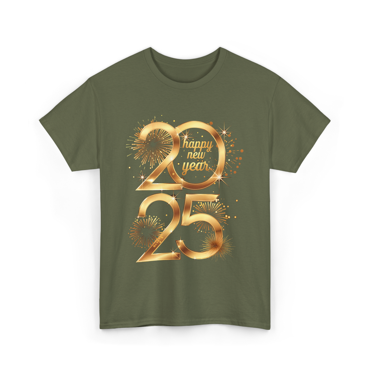 Happy New Year 2025 Celebration T-Shirt - Military Green