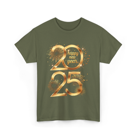 Happy New Year 2025 Celebration T-Shirt - Military Green