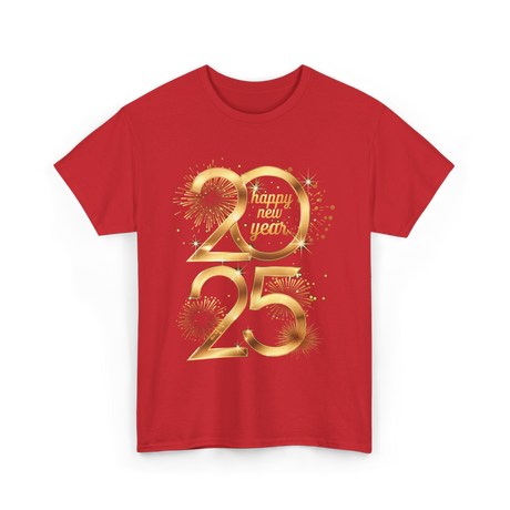 Happy New Year 2025 Celebration T-Shirt - Red