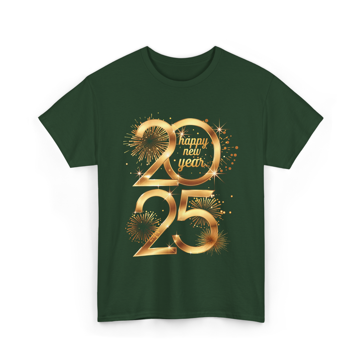 Happy New Year 2025 Celebration T-Shirt - Forest Green