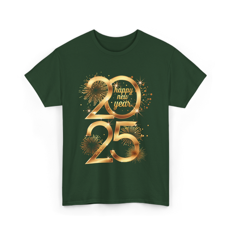 Happy New Year 2025 Celebration T-Shirt - Forest Green