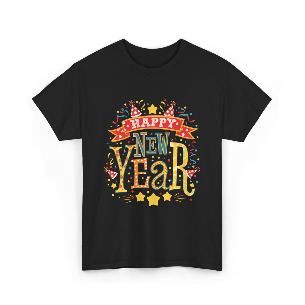 Happy New Year Celebration T-Shirt - Black