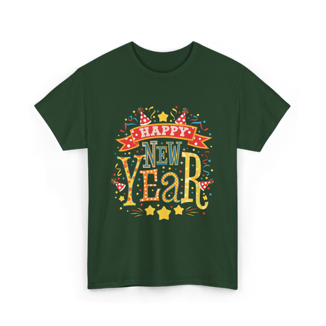 Happy New Year Celebration T-Shirt - Forest Green