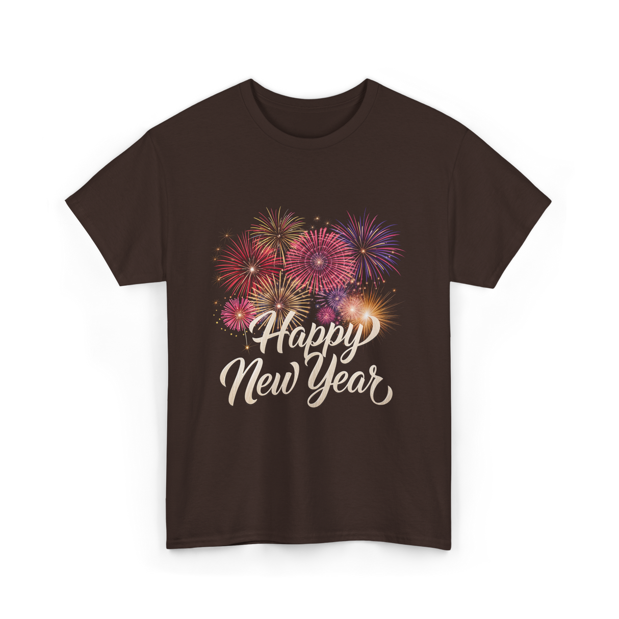 Happy New Year Celebration T-Shirt - Dark Chocolate