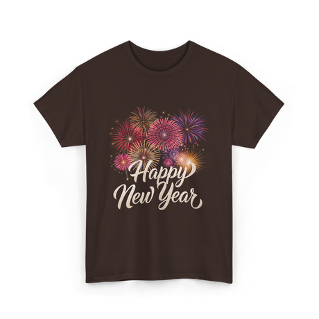 Happy New Year Celebration T-Shirt - Dark Chocolate